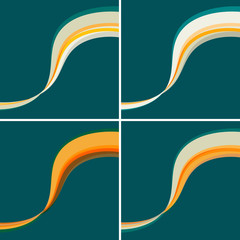 Aufkleber - Set of simple abstract waves on a sherpa blue background. Vector