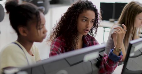 Students in a computer science class