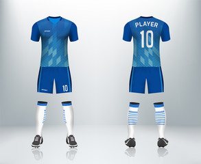 Blue soccer jersey uniform set  design in vector illustration