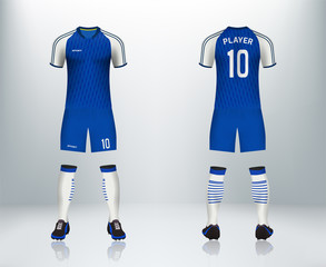 Wall Mural - Blue soccer jersey uniform set  design in vector illustration