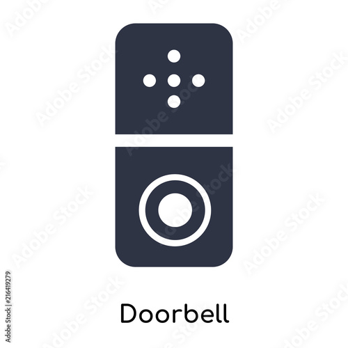 Fotografie, Obraz Doorbell icon vector sign and symbol isolated on white background, Doorbell logo