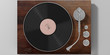 © Rawf8 - Vinyl LP record player isolated on grey background, top view. 3d illustration