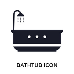 Wall Mural - Bathtub icon vector sign and symbol isolated on white background, Bathtub logo concept