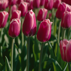 Wall Mural - Red tulips, Canadian tulip festival