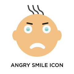 Wall Mural - Angry smile icon vector sign and symbol isolated on white background, Angry smile logo concept