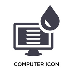 Sticker - Computer icon vector sign and symbol isolated on white background, Computer logo concept