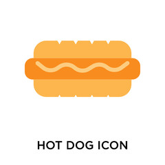 Sticker - Hot dog icon vector sign and symbol isolated on white background, Hot dog logo concept