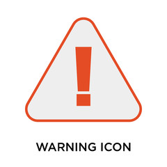 Wall Mural - Warning sign icon vector sign and symbol isolated on white background, Warning sign logo concept