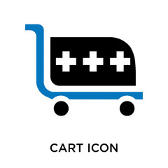 Poster - Cart icon vector sign and symbol isolated on white background, Cart logo concept