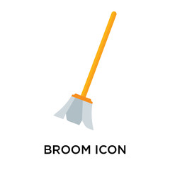 Sticker - Broom icon vector sign and symbol isolated on white background, Broom logo concept