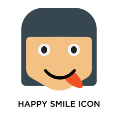 Poster - Happy smile icon vector sign and symbol isolated on white background, Happy smile logo concept