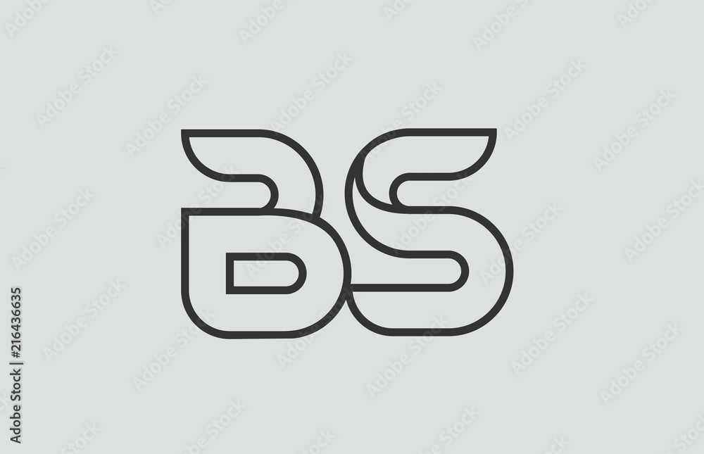 black and white alphabet letter bs b s logo combination Stock Vector ...