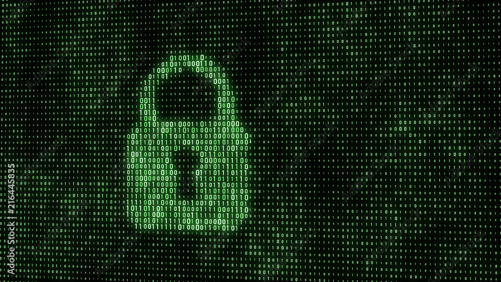 Cyber security concept. Abstract digital background. Binary code. Green ...