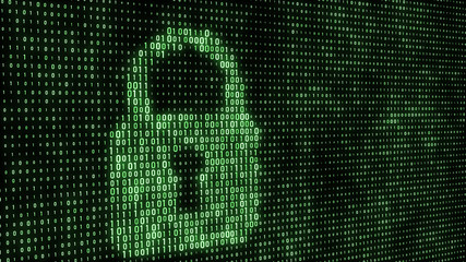 Wall Mural - cyber security concept. abstract digital background. binary code. green color. 3d rendering.