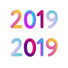 Poster - 2019 New Year 3D card Banner Vector Illustration Design