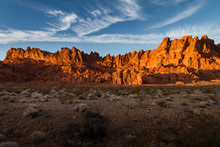 Beautiful Sunset Glow On The Rock Formations At Valley Of Fire State Park Near Las Vegas, Nevada.