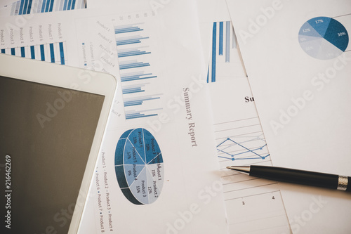 Many charts and graphs with pen Canvas