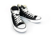 black sneakers classic vintage shoe on white background