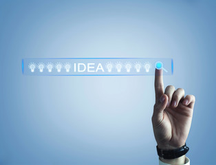 Canvas Print - hand touching on searching idea button. web search concept