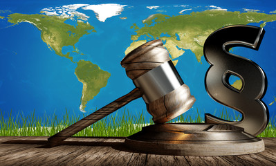 judge law gavel with paragraph 3d-illustration. elements of this image furnished by NASA