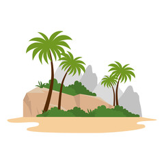 Canvas Print - tree palms scene icon