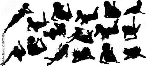 寝転がって休む女性のシルエット Stock Vector Adobe Stock