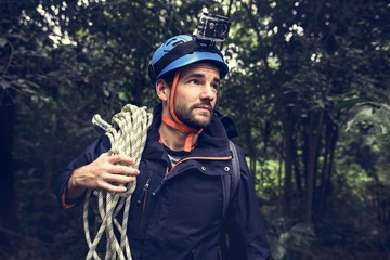 Wall Mural - Man with climbing rope