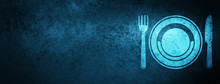 Food Plate Icon Special Blue Banner Background