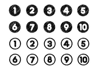 chalk drowing number icon set (from 1 to 10)