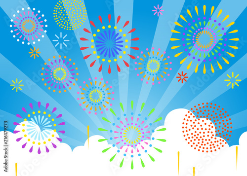 青空に花火 背景イラスト Stock Vector Adobe Stock 青空に花火 背景イラスト Stock Vector Adobe Stock