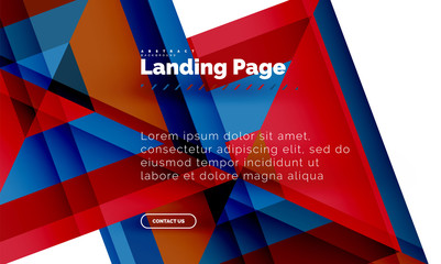 Square shape geometric abstract background, landing page web design template