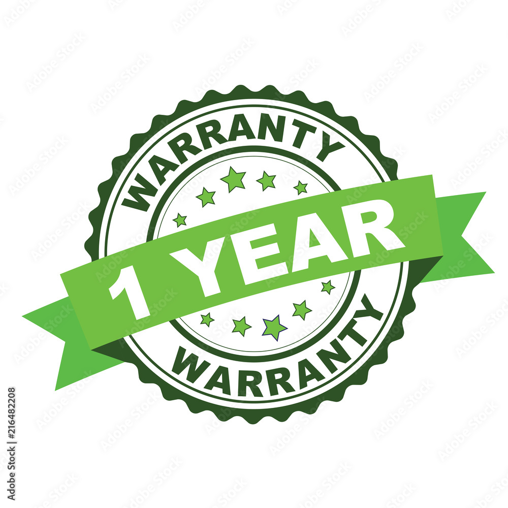 Green rubber stamp with 1 year warranty concept Stock Vector | Adobe Stock