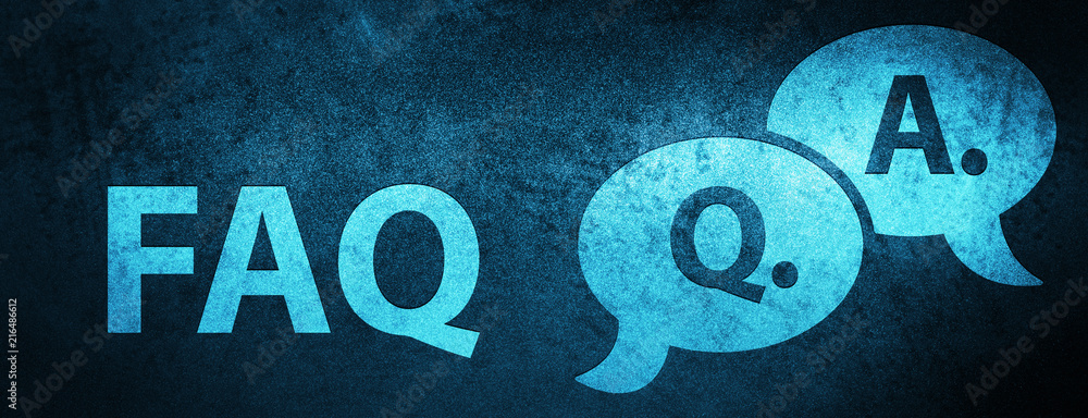 Faq (question answer bubble icon) special blue banner background - obrazy, fototapety, plakaty 