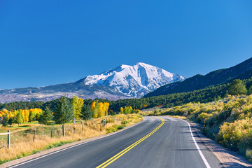 Wall Mural - Highway at autumn in Colorado, USA.