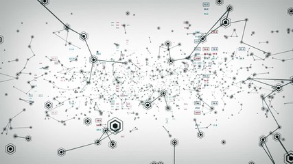 Connections White - An abstract representation of data and connection paths within networks or systems of networks. All clips are available in multiple color options and loop seamlessly. 