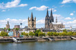 canvas print picture - Köln Skyline mit Kölner Dom und Rathaus im Sommer
