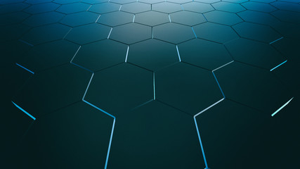 abstract blue of futuristic surface hexagon pattern