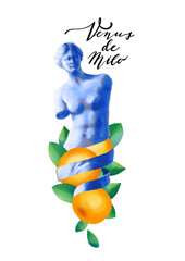 Canvas Print - Venus de Milo statue and mandarins