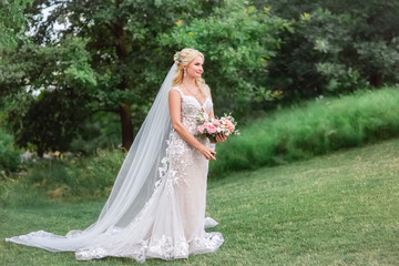 beautiful bride in wedding dress