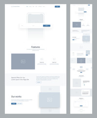 Wall Mural - one page website design template for business. landing page wireframe. flat modern responsive design