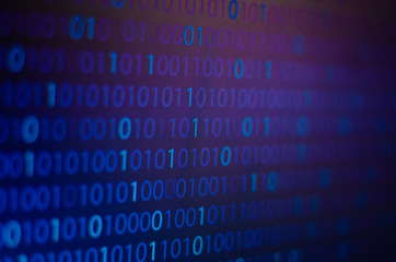 binary blue background blue digital binary data code on screen abstract information technology backg