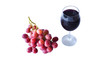 © udoikel09 - ripen red grapes and a glass of wine isolated on white background. selective focus.