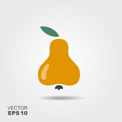 Wall Mural - Illustration of pear flat icon with shadow