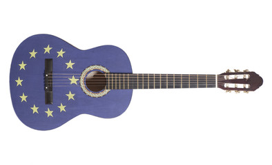 Acoustic guitar with European Union Flag