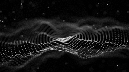 Fototapete - Abstract digital wave particle. Abstract music background. Futuristic point wave. Big data. 3D rendering.