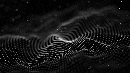 Fototapete - Abstract digital wave particle. Abstract music background. Futuristic point wave. Big data. 3D rendering.
