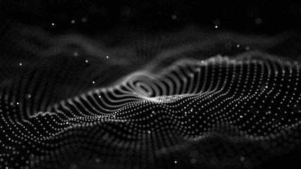 Fototapete - Abstract digital wave particle. Abstract music background. Futuristic point wave. Big data. 3D rendering.
