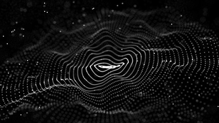 Fototapete - Abstract digital wave particle. Abstract music background. Futuristic point wave. Big data. 3D rendering.
