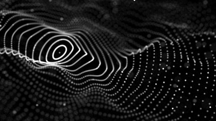 Fototapete - Abstract digital wave particle. Abstract music background. Futuristic point wave. Big data. 3D rendering.