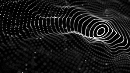 Fototapete - Abstract digital wave particle. Abstract music background. Futuristic point wave. Big data. 3D rendering.
